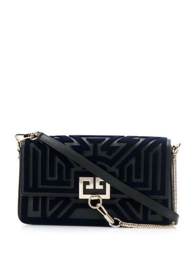 Givenchy Charm Labyrinth Tuft & Leather Shoulder Bag In Black