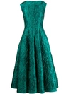 Talbot Runhof Rose Jacquard Fit & Flare Midi Dress In Teal