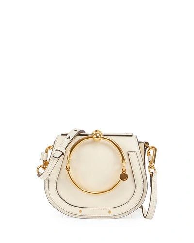 Chloé Nile Bracelet Small Leather And Suede Shoulder Bag In Ivory