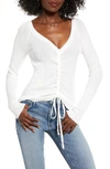 English Factory Ruched Drawstring Sweater In White