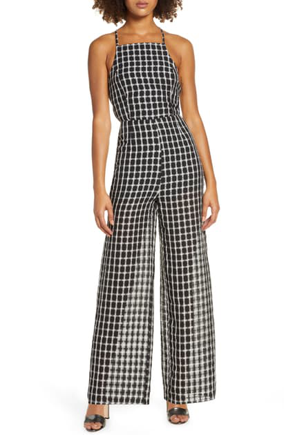 Finders Keepers Picnic Strappy Back Wide Leg Jumpsuit In Black W White ...