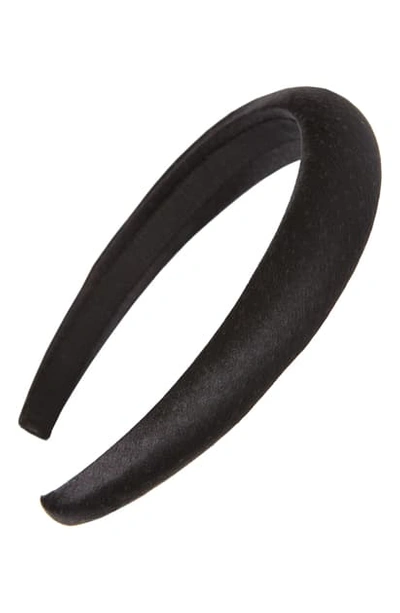 Jennifer Behr Tori Hammered Silk Headband In Black