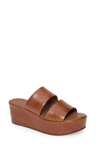 Matisse Struttin' Platform Wedge Slide Sandal In Saddle Leather
