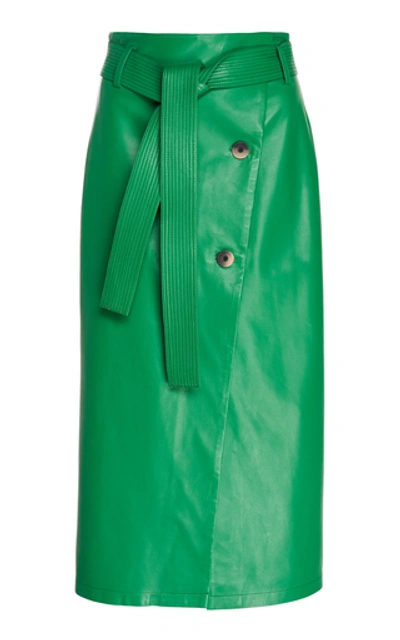 Zeynep Arcay Midi Leather Skirt In Green