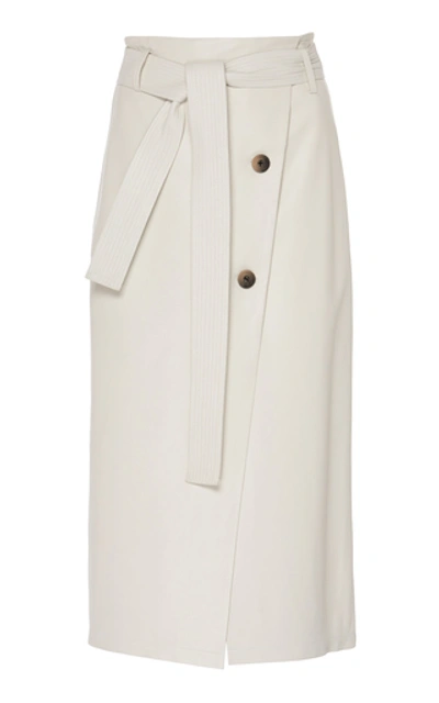 Zeynep Arcay Belted Leather Midi Skirt In White