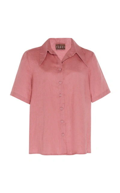 Albus Lumen Agaso Short Sleeve Linen Shirt In Pink