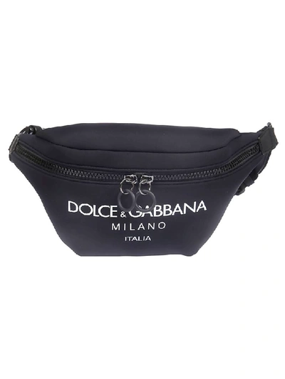 Dolce & Gabbana Logo Print Belt Bag In Black