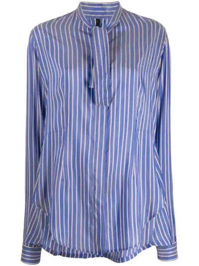 Ben Taverniti Unravel Project Tie Neck Shirt In Blue