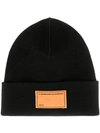 Oamc Front Patch Knitted Beanie In Black