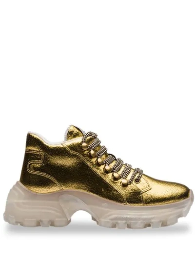 Miu Miu Suede Sneakers In Gold