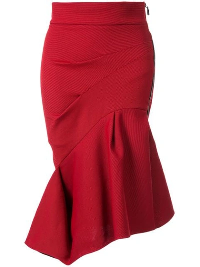 Maticevski Quill Flirt Asymmetric Skirt In Red