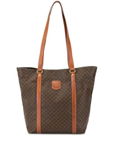 Pre-owned Celine Macadam Pattern Shoulder Tote Bag In Brown