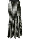 Sonia Rykiel Asymmetric Striped Skirt In Black