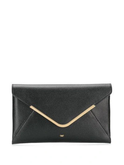 Anya Hindmarch Postbox Grained-leather Envelope Clutch In Black
