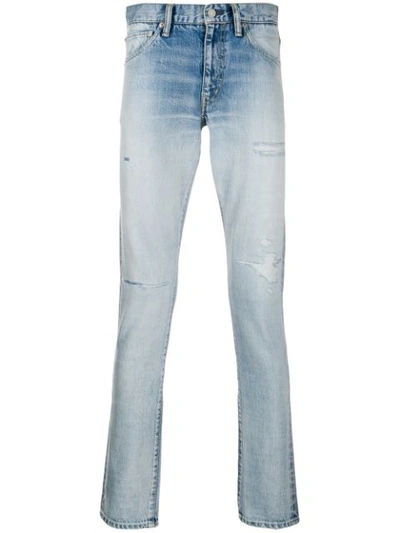 Visvim Skinny-jeans In Distressed-optik In Blue