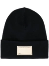 Oamc Front Patch Knitted Beanie In Black