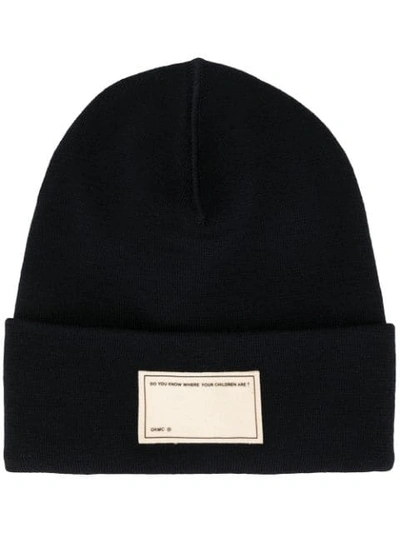 Oamc Front Patch Knitted Beanie In Black