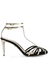 Alevì Strappy Heeled Sandals In Black+oro