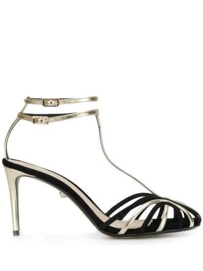 Alevì Strappy Heeled Sandals In Black+oro