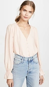 Joie Bolona Long Puff-sleeve Blouse In Pink Sky
