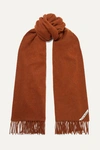 Acne Studios Fringed Mélange Wool Scarf In Brick