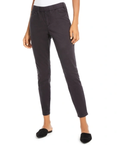 Eileen Fisher Stretch Organic Cotton Denim Skinny Pants In Washed Black