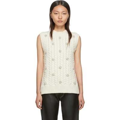 Moncler Genius Embellished Cable-knit Wool And Cashmere-blend Sweater In 030 Cream