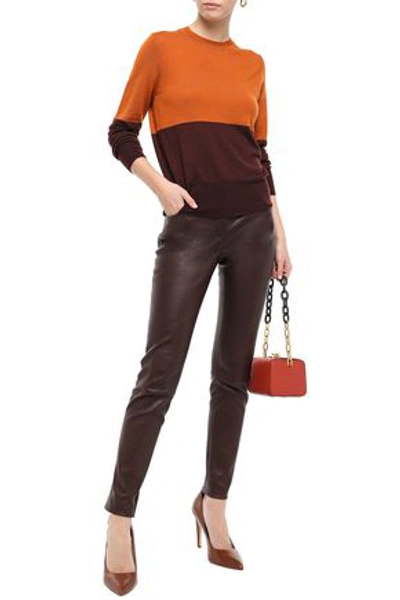 Equipment Mignonette Two-tone Wool Sweater In Burgundy