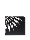 Neil Barrett Thunderbolt Print Wallet In 524 Black White