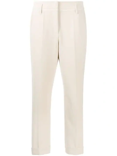 Luisa Cerano Cropped Slim Fit Trousers In Neutrals