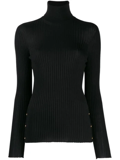 Versace Knitted Button Jumper In Black