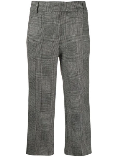 Dondup Cropped Check Trousers In Black