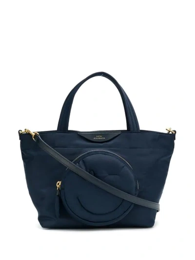 Anya Hindmarch Mini Chubby Smiley Tote In Blue