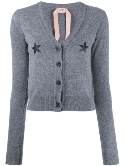 N°21 Star Print Knitted Cardigan In Grey