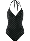 Stella Mccartney Logo Print Swimsuit In Black