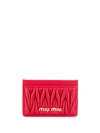 Miu Miu Textured Card Holder In Red