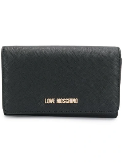 Love Moschino Mini Logo Plaque Purse In Black