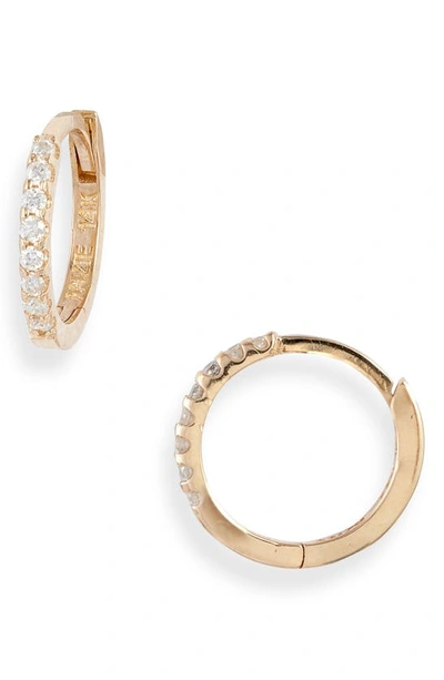 Anzie Cleo Mini Pavé Diamond Huggie Hoop Earrings In Gold/ Diamond