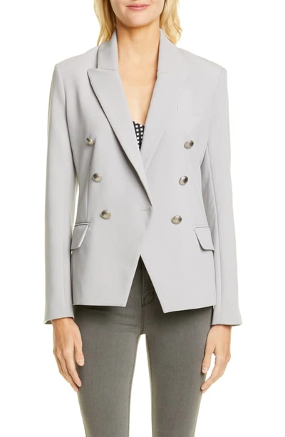 L Agence Kenzie Double Breasted Blazer In Pearl Grey