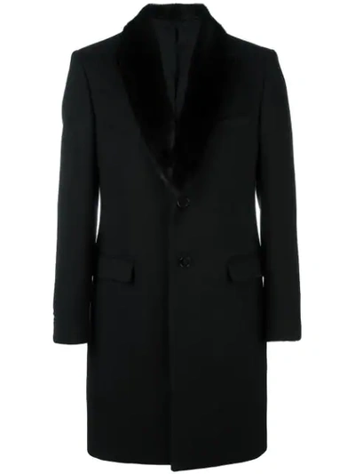 Fendi Mink Fur Lapel Coat In F01ev-black+thunder