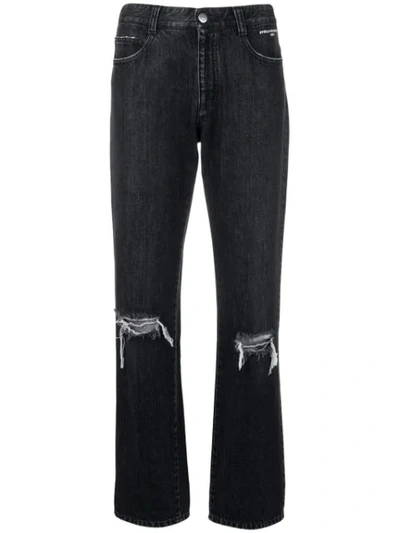 Stella Mccartney Distressed Straight-leg Jeans In Black