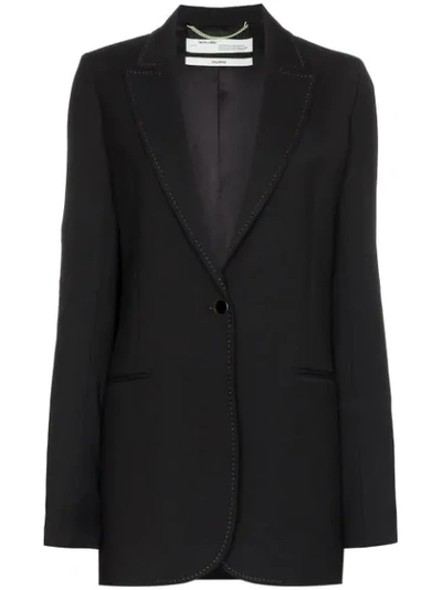 Off-white Single-breasted Longline Blazer In Black