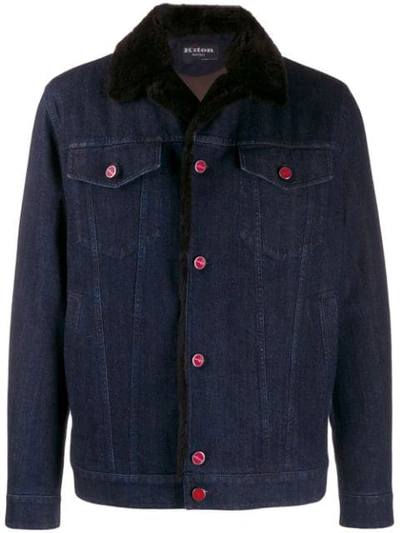 Kiton Fitted Denim Jacket In Blue