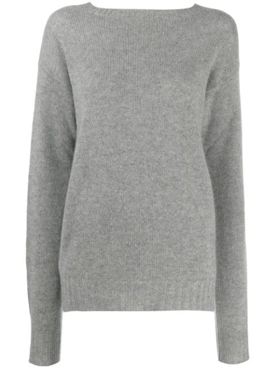 Prada Cashmere Boat Neck Sweater In Grey