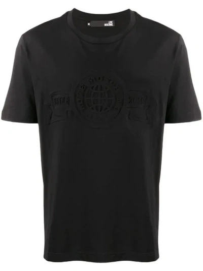 Love Moschino Logo Embossed T-shirt In Black