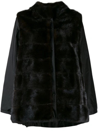 Simonetta Ravizza Long Sleeve Hooded Fur Coat In Brown
