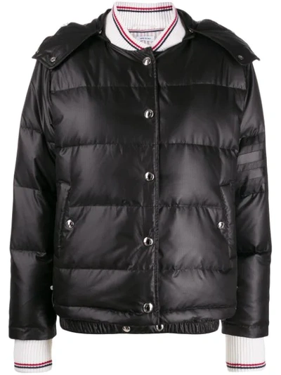 Thom Browne Detachable-hood Puffer Jacket In Black