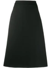 Prada A-line Poplin Skirt In Black