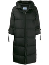 Prada Padded Zip Fastening Coat In Black