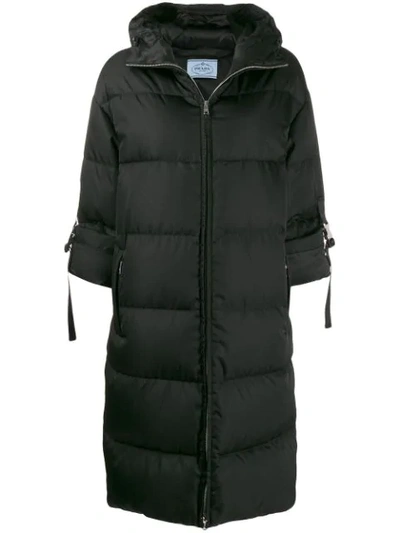 Prada Padded Zip Fastening Coat In Black